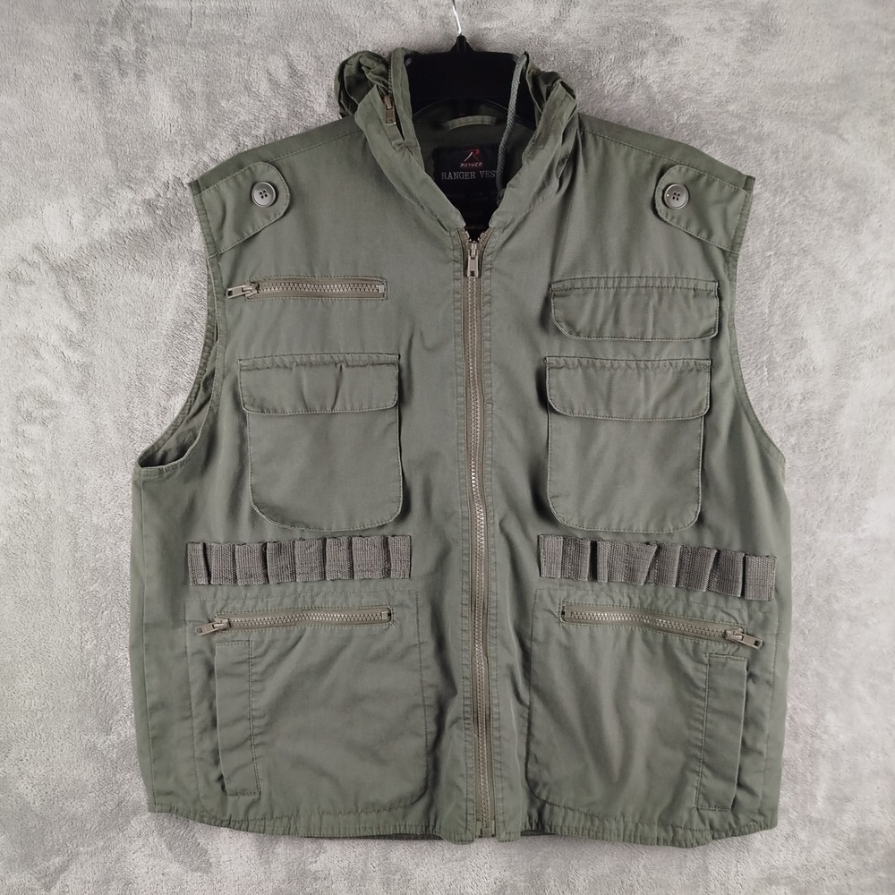 Rothco Ranger Vest Mens Medium Green Multi Pocket Tactical Utility Fishing
